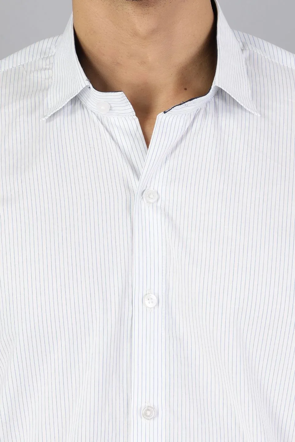 100% Premium Cotton White Stripe Shirt