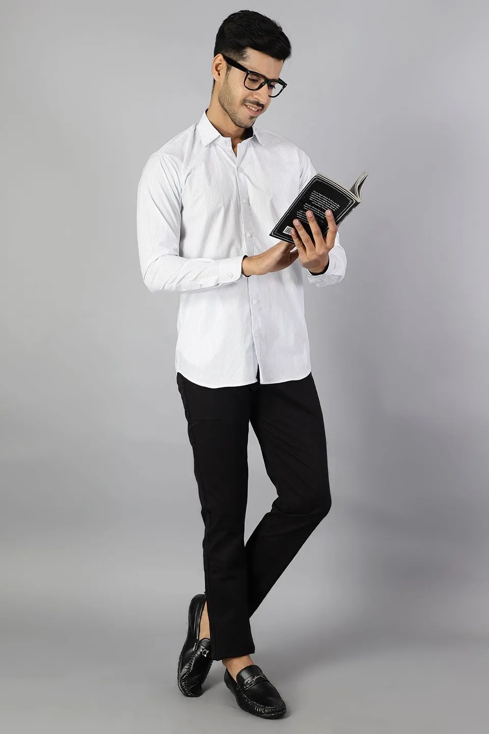 100% Premium Cotton White Stripe Shirt