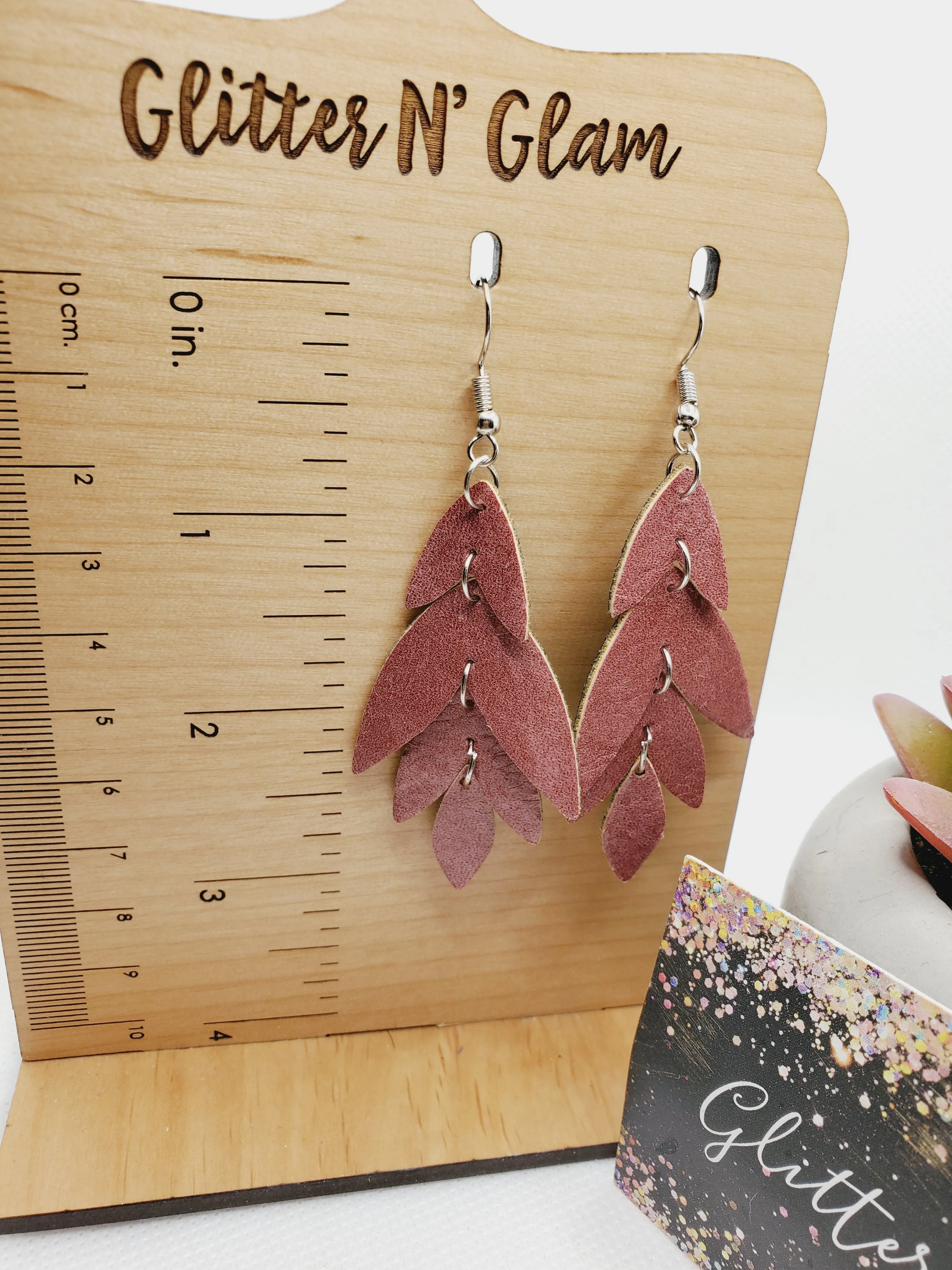 1275 Dark Mauve Multi-Layer Dangle Earrings