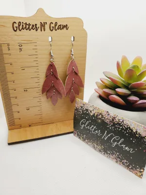 1275 Dark Mauve Multi-Layer Dangle Earrings