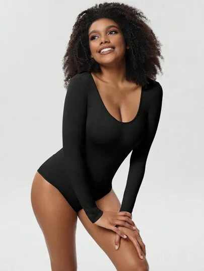 1PC Women’s Seamless Full-Body Shaper – Long Sleeve Slimming Undershirt