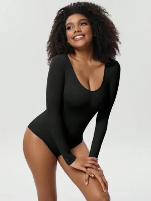1PC Women’s Seamless Full-Body Shaper – Long Sleeve Slimming Undershirt