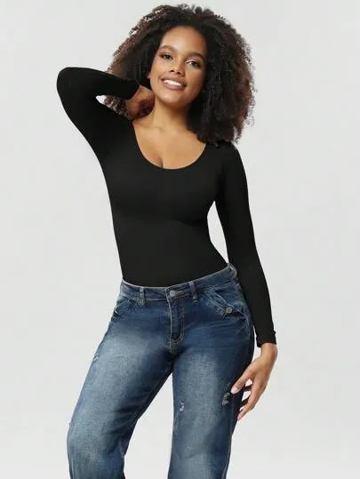 1PC Women’s Seamless Full-Body Shaper – Long Sleeve Slimming Undershirt