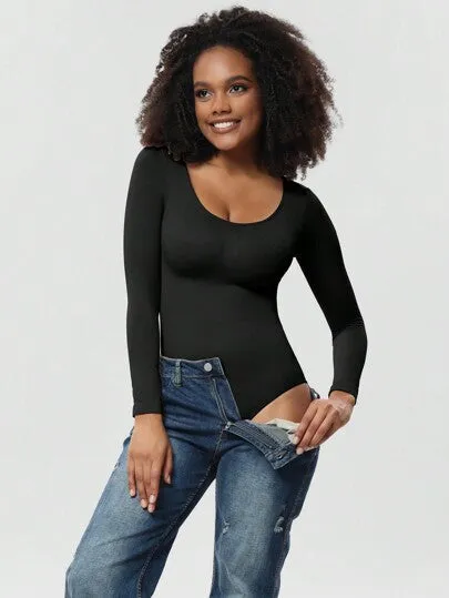 1PC Women’s Seamless Full-Body Shaper – Long Sleeve Slimming Undershirt