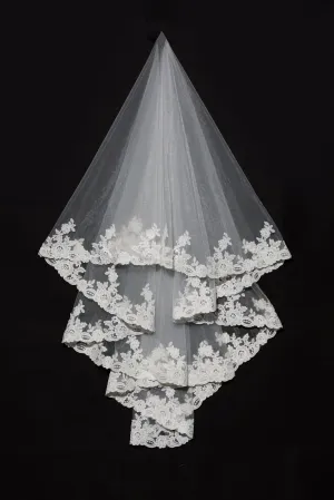 2 Layers Elbow Length Lace Wedding Veil