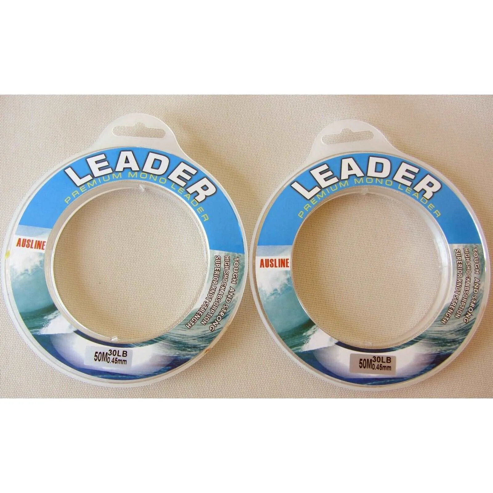 2 x Spools of 50m Various Sizes Premium Monofilament Leader Fishing Tackle