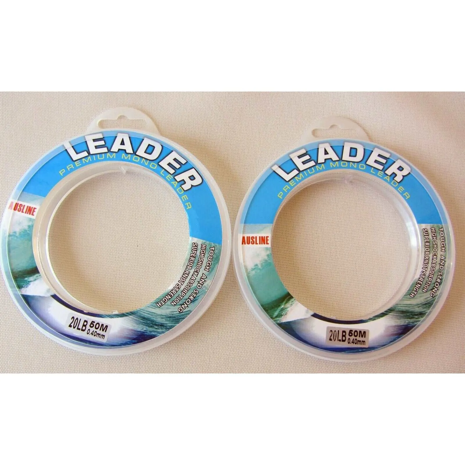 2 x Spools of 50m Various Sizes Premium Monofilament Leader Fishing Tackle