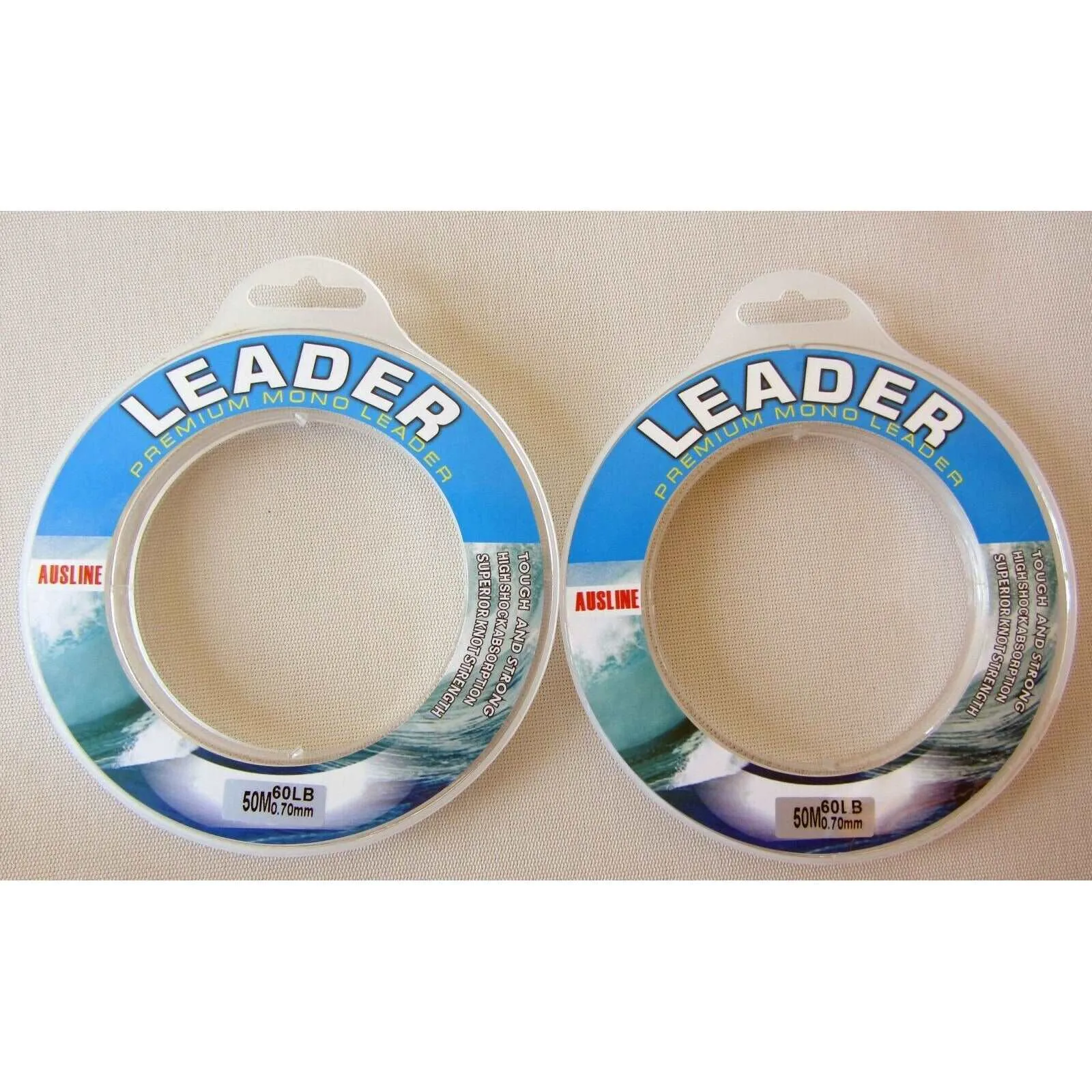 2 x Spools of 50m Various Sizes Premium Monofilament Leader Fishing Tackle