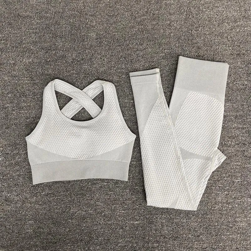 2/3PCS Seamless Yoga Set - Long Sleeve Crop Top and High