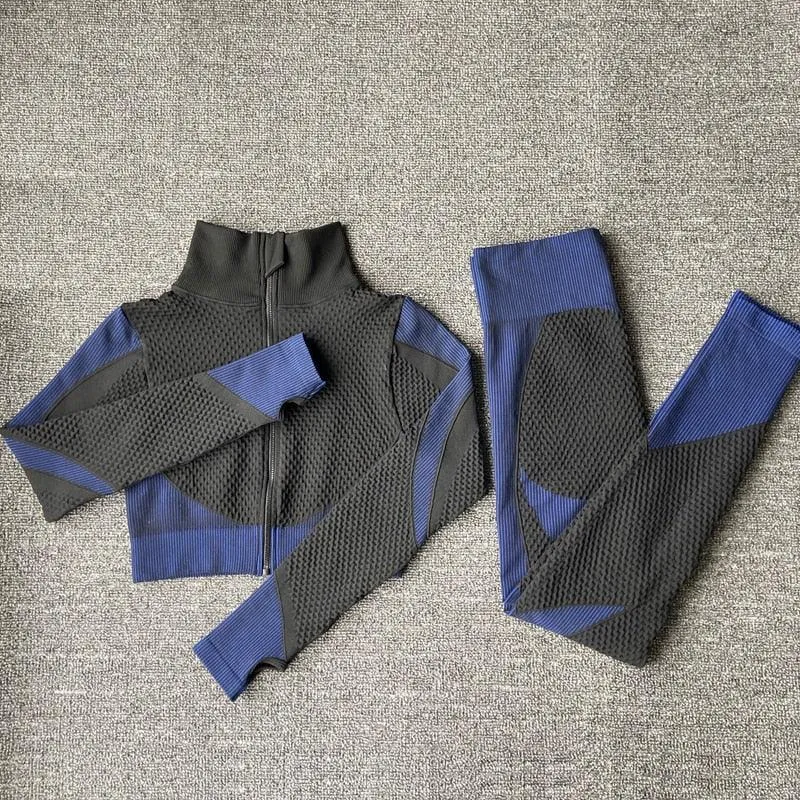 2/3PCS Seamless Yoga Set - Long Sleeve Crop Top and High