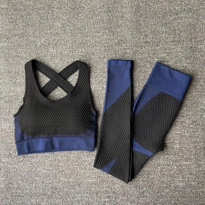 2/3PCS Seamless Yoga Set - Long Sleeve Crop Top and High