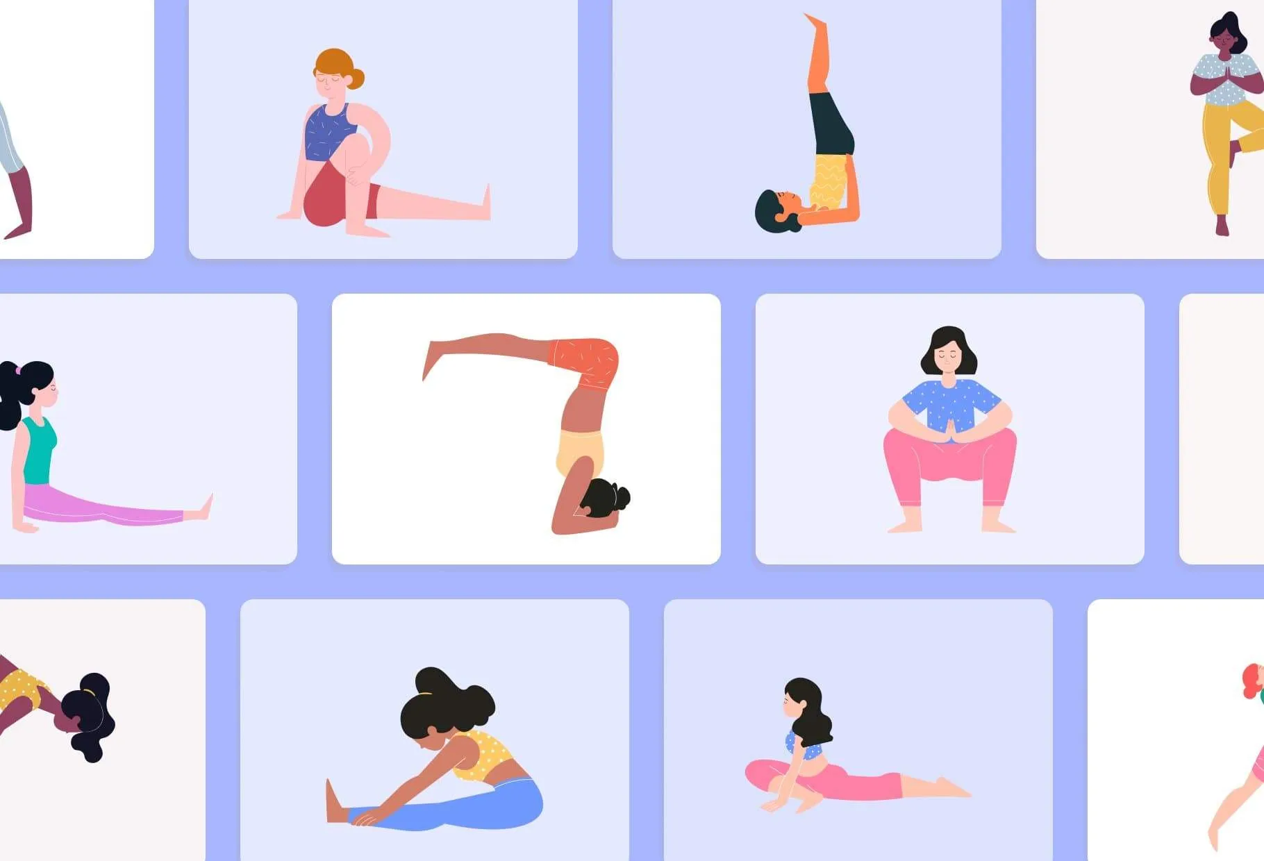 40 Unique Yoga Illustrations Fully Editable in Canva