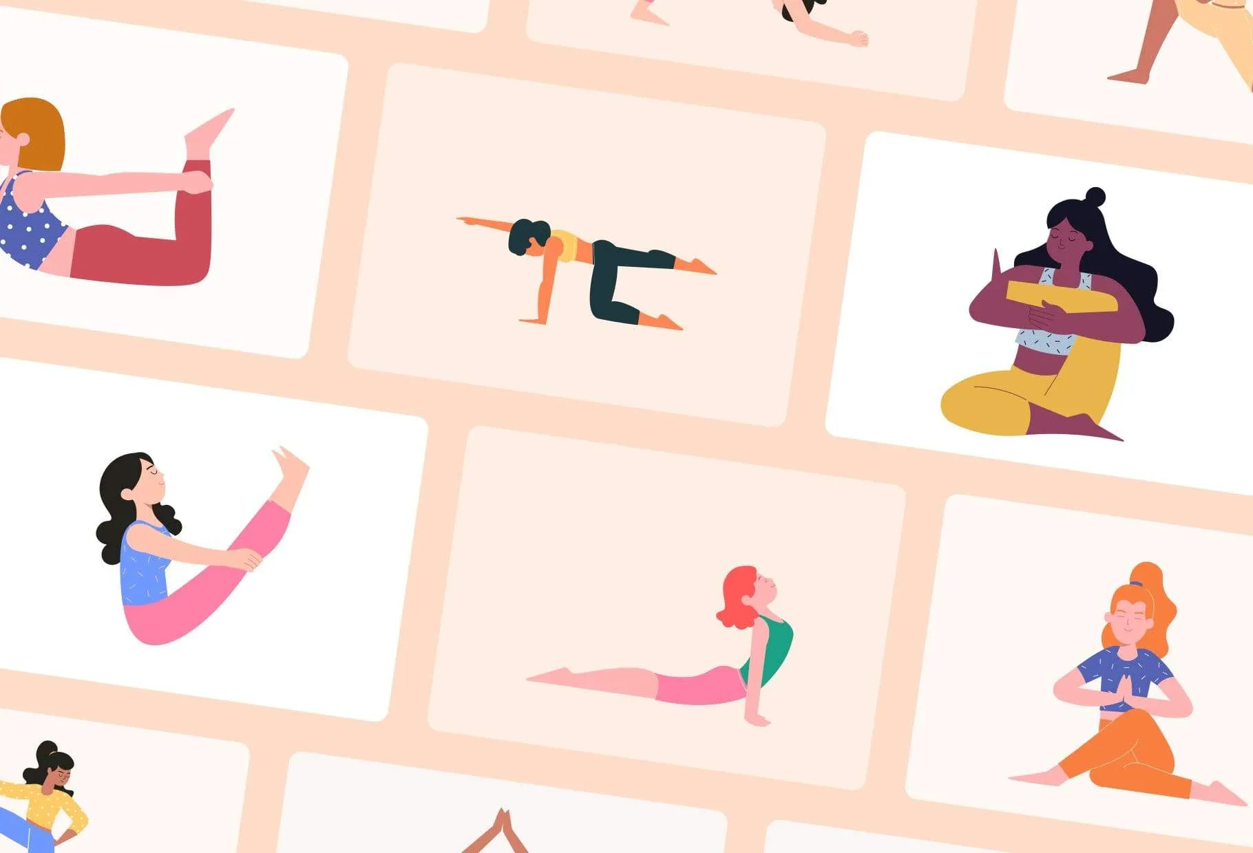 40 Unique Yoga Illustrations Fully Editable in Canva