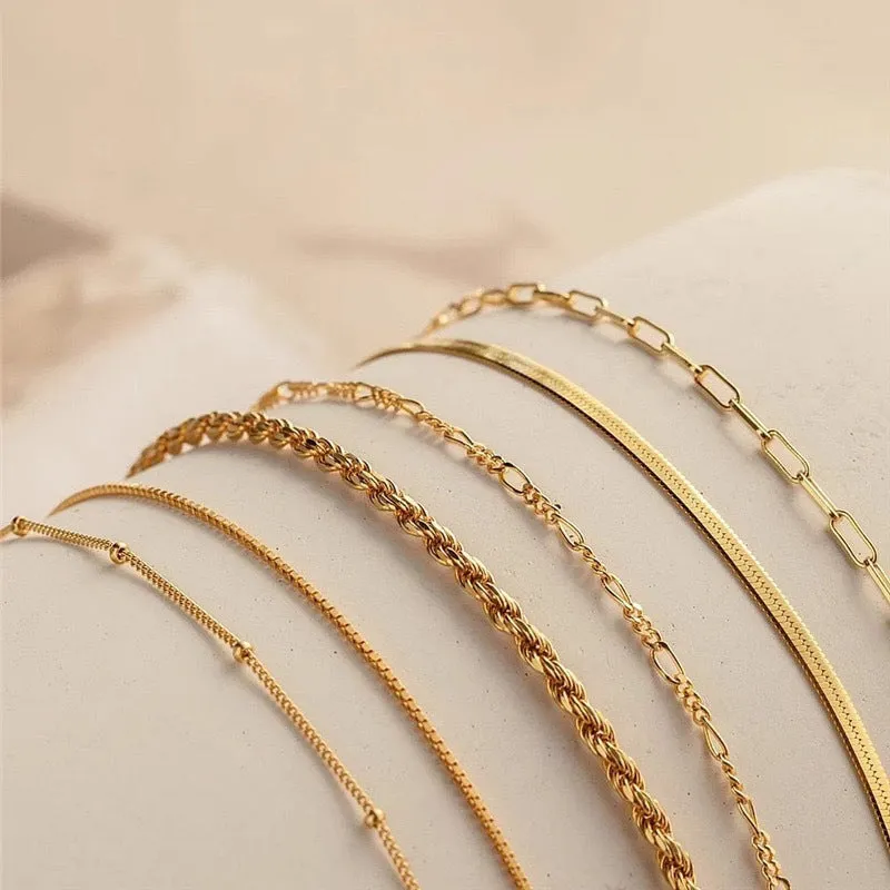 6pcs/Set Multi-layer Thin Chain Simple Bracelets