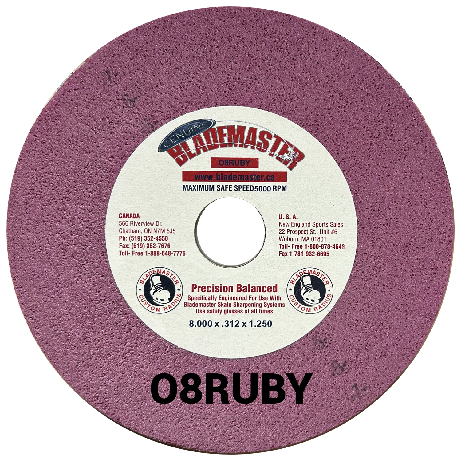 8" SKATE SHARPENING GRINDING WHEEL - RUBY RED (O8RUBY)