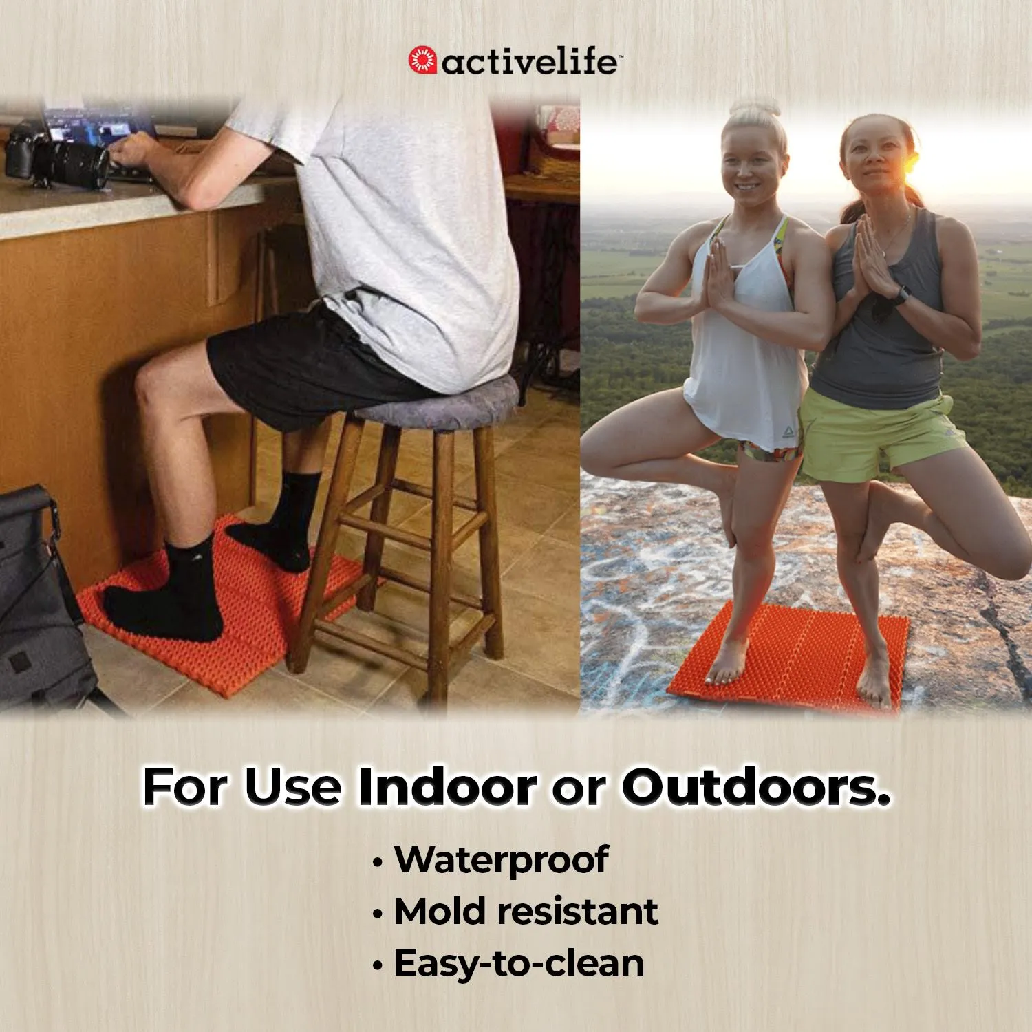 activelife - KONEX Standing Mat, Anti Fatigue Floor Mat, Kitchen Mat, Standing Desk Mat, for Driving, Yoga, Waterproof and Non-Slip, Relieve Joint Pain, 23” x 19"