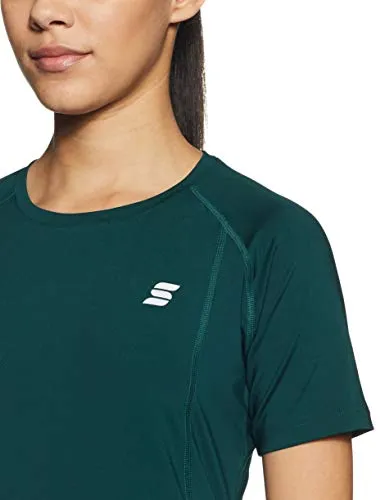 Amazon Brand - Symactive Women's Solid Slim Fit T-Shirt (AW19-SA-TS-01-C_Dark Green Medium)