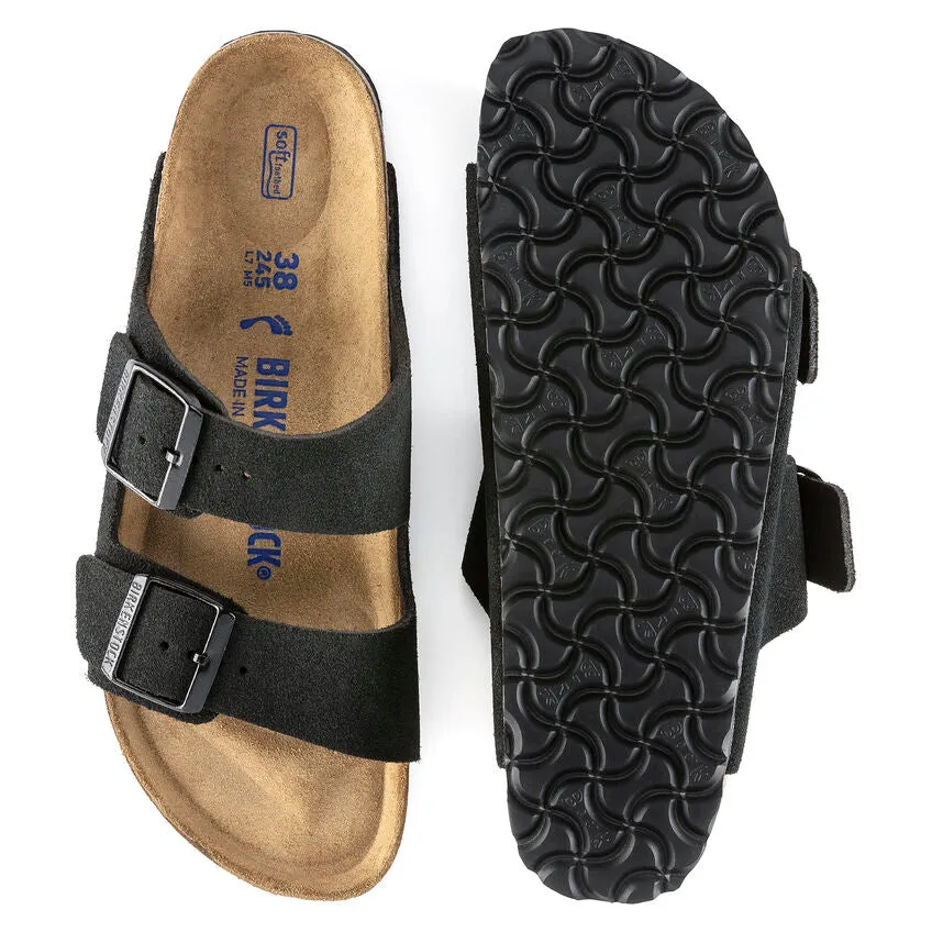 Arizona Soft Footbed Suede Leather - Black