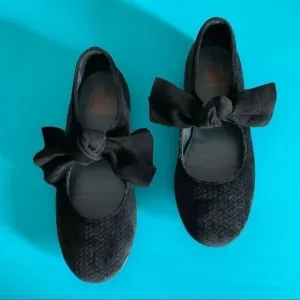 BluBlonc Black Velvet Ballet Flats Girls Shoes 2
