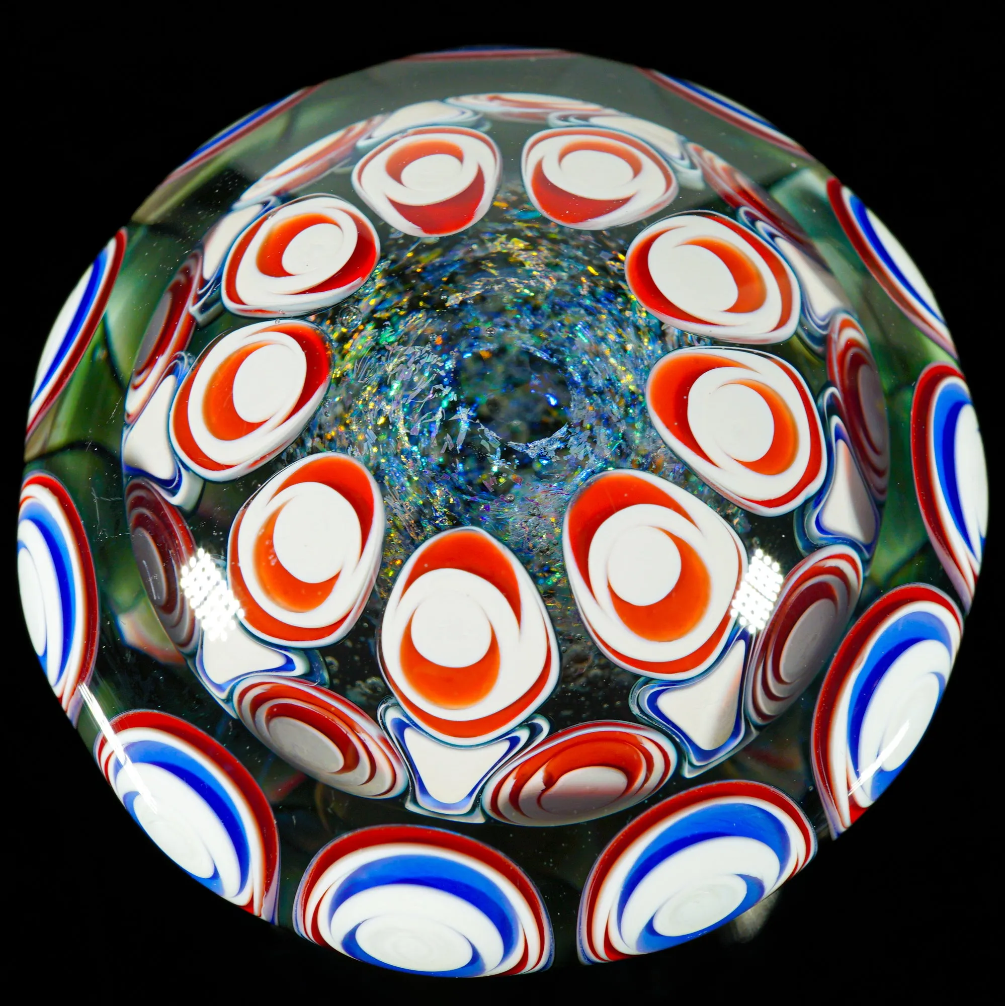 Blue and Red Dot Stack Dichro Paper Weight