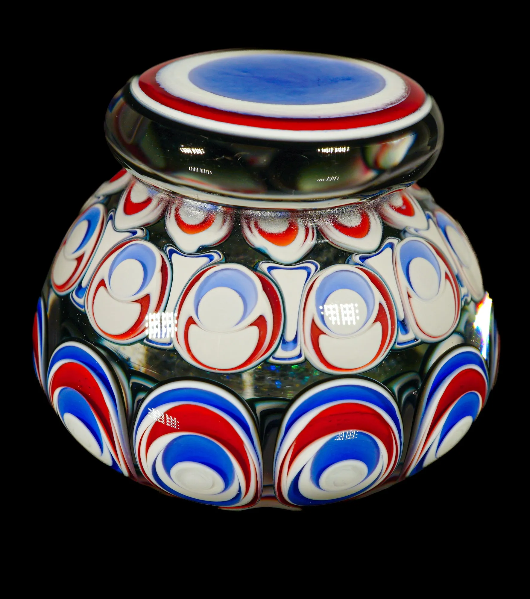 Blue and Red Dot Stack Dichro Paper Weight