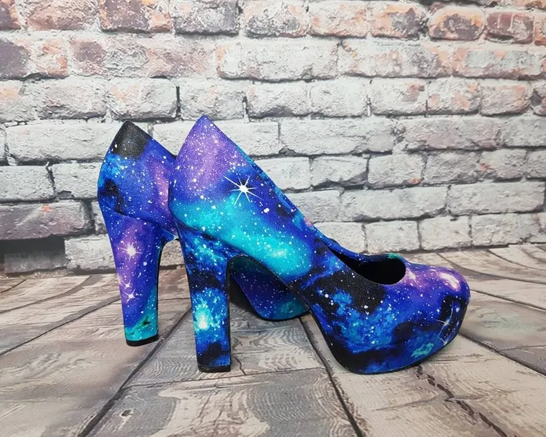 Blue Galaxy High heels