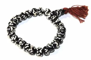 Bone Mala Beads Bracelet with Om Pattern