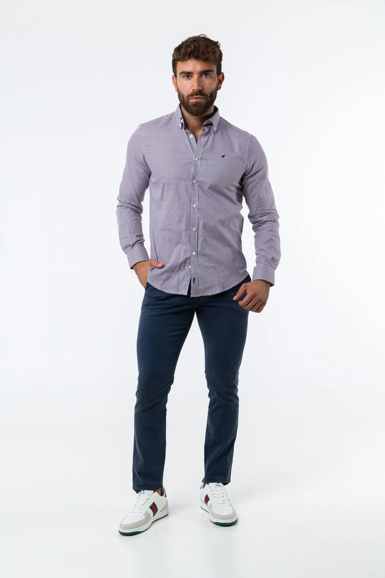 Camisa Vichy Oxford Burdeos