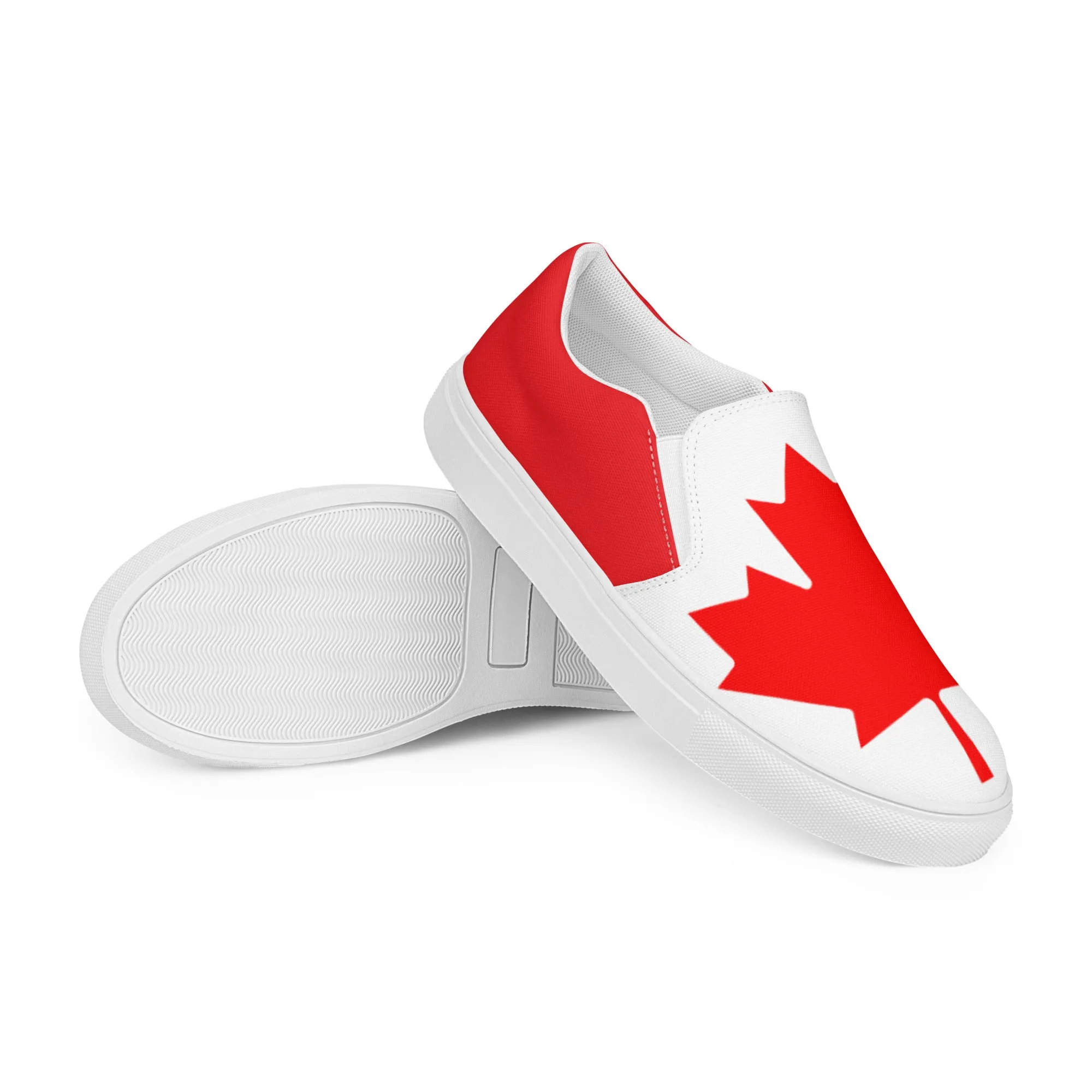 Canada Flag - Sustainably Made Women’s slip-on canvas shoes