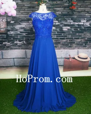 Chiffon Prom Dresses,Long Prom Dress,Blue Evening Dress