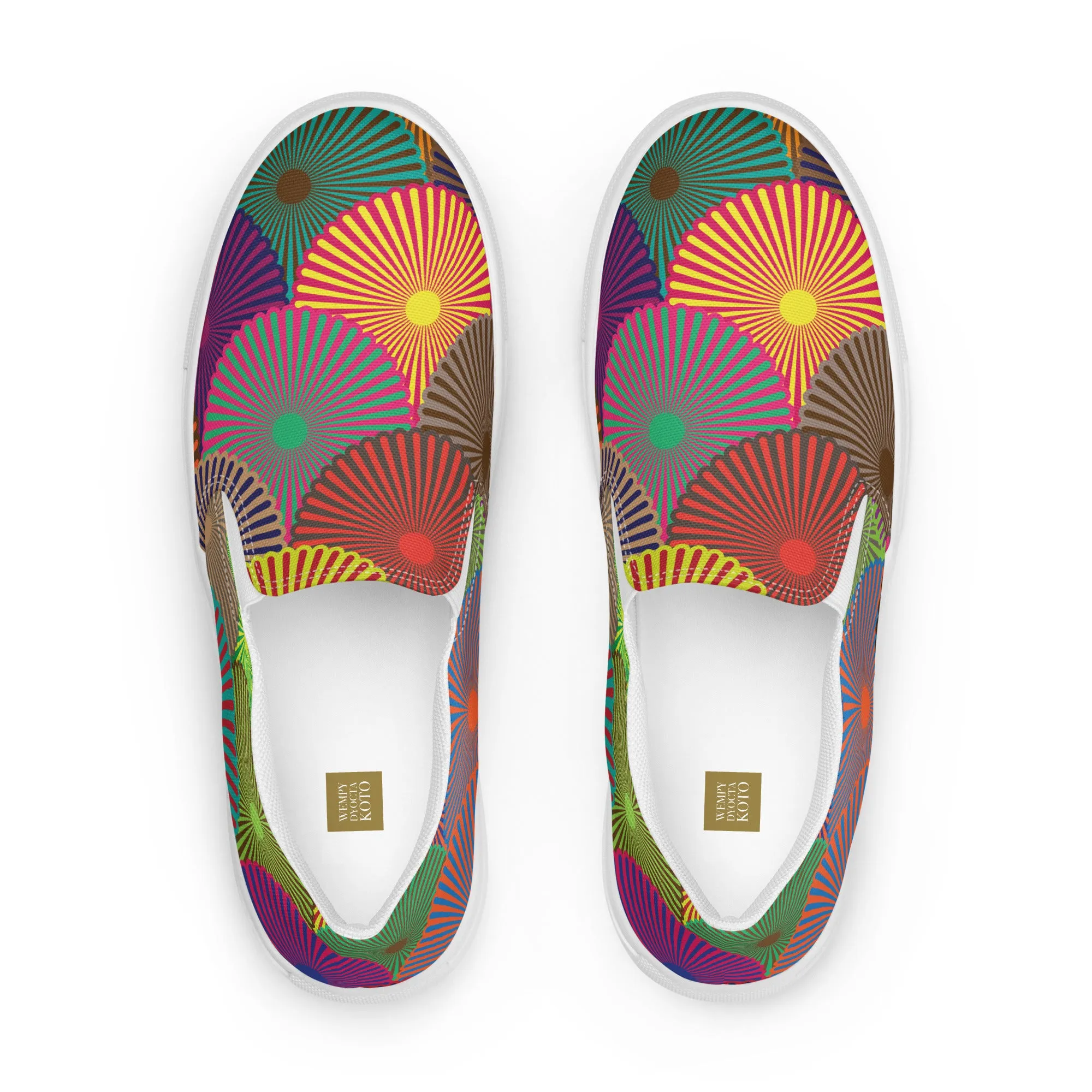 Colorful Flower Circles - Women’s slip-on canvas shoes