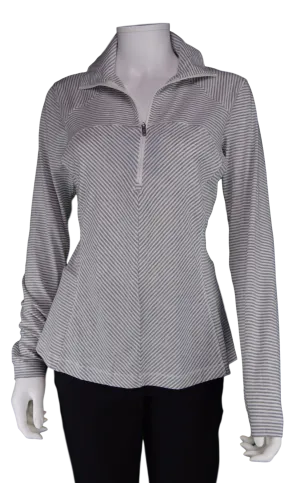 Columbia Stripe Zip Layer UPF 40 Golf Shirt | Grey/White