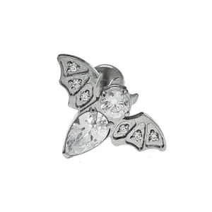CZ Bat Titanium Push Fit Flatback Piercing - 20g, 18g, 16g,14g