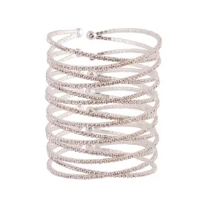 Diamante Silver Crossover Multi Layer Cuff