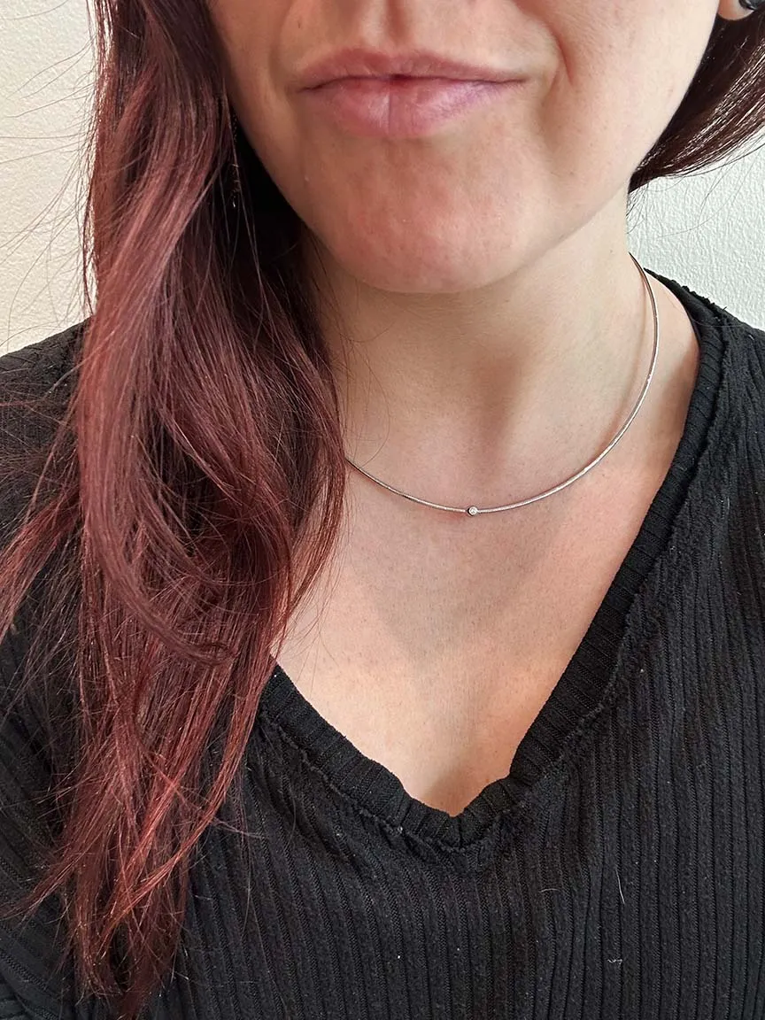 DNA Spring Rhodium Plated Sterling Silver and Diamond Necklace