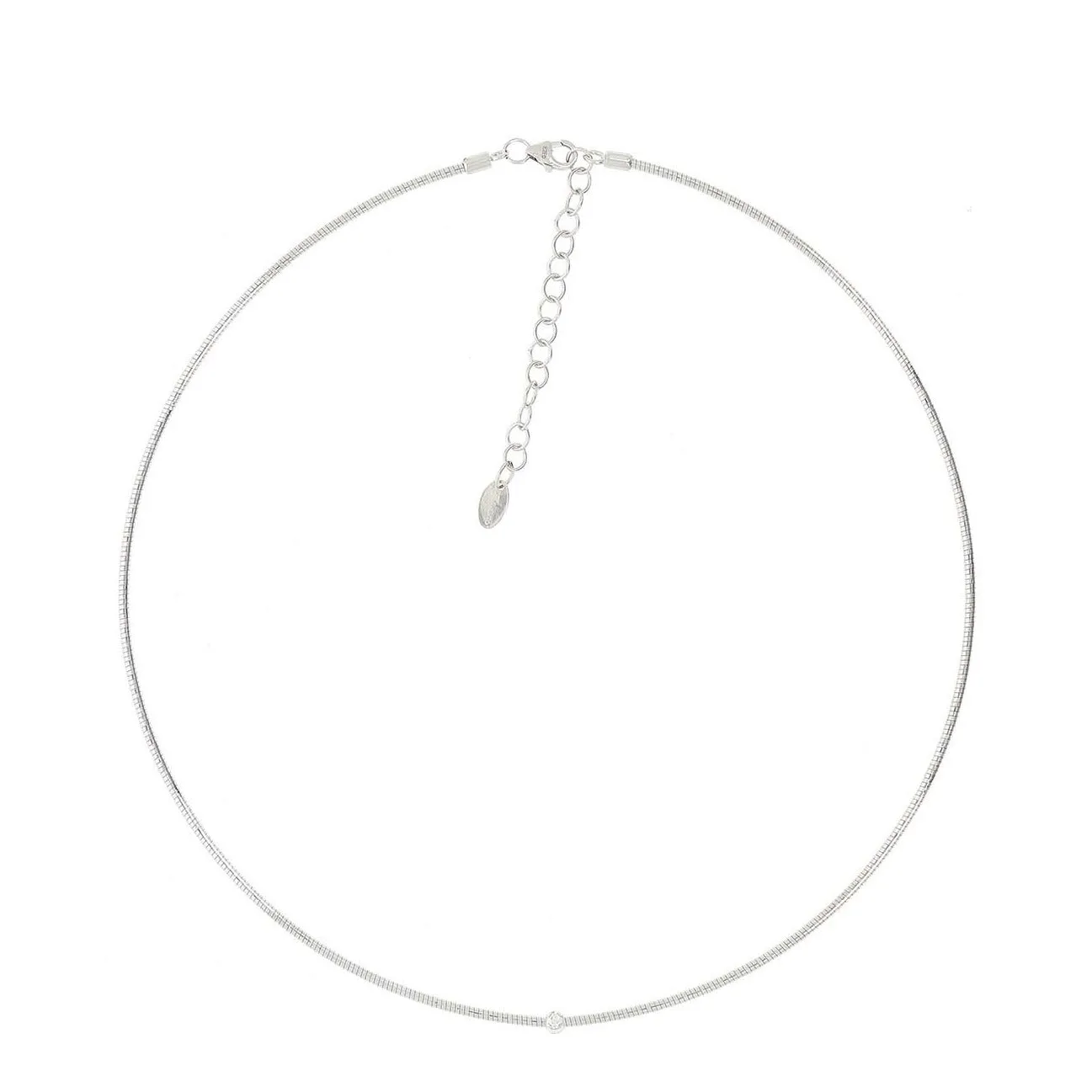 DNA Spring Rhodium Plated Sterling Silver and Diamond Necklace