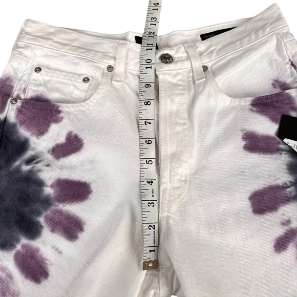 Edwin Cai Tie Dye Denim High Rise White Bermuda Womens Size 27 - NWT‎
