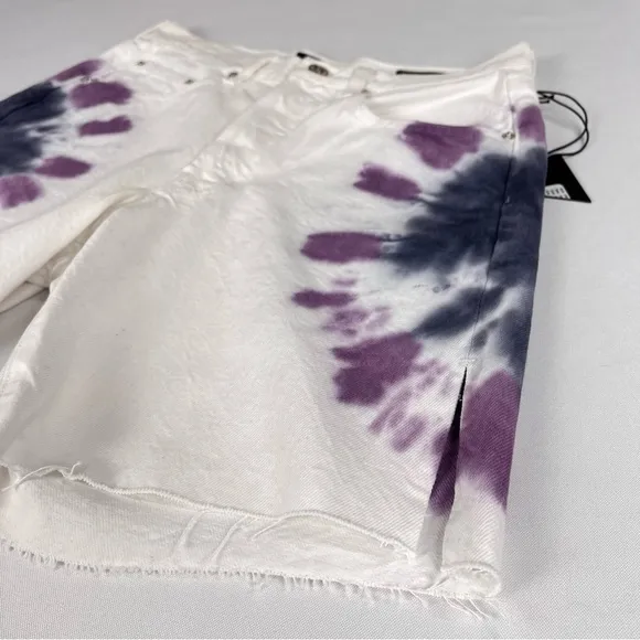 Edwin Cai Tie Dye Denim High Rise White Bermuda Womens Size 27 - NWT‎
