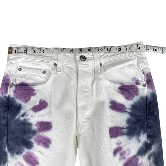 Edwin Cai Tie Dye Denim High Rise White Bermuda Womens Size 27 - NWT‎