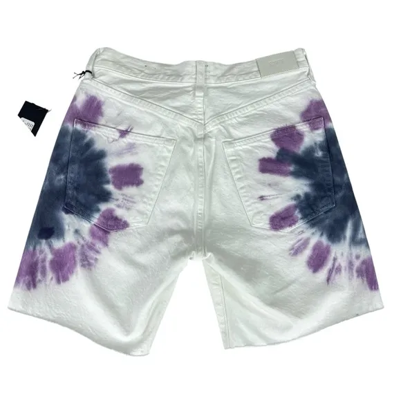 Edwin Cai Tie Dye Denim High Rise White Bermuda Womens Size 27 - NWT‎