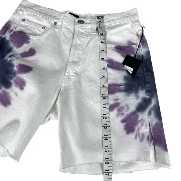 Edwin Cai Tie Dye Denim High Rise White Bermuda Womens Size 27 - NWT‎
