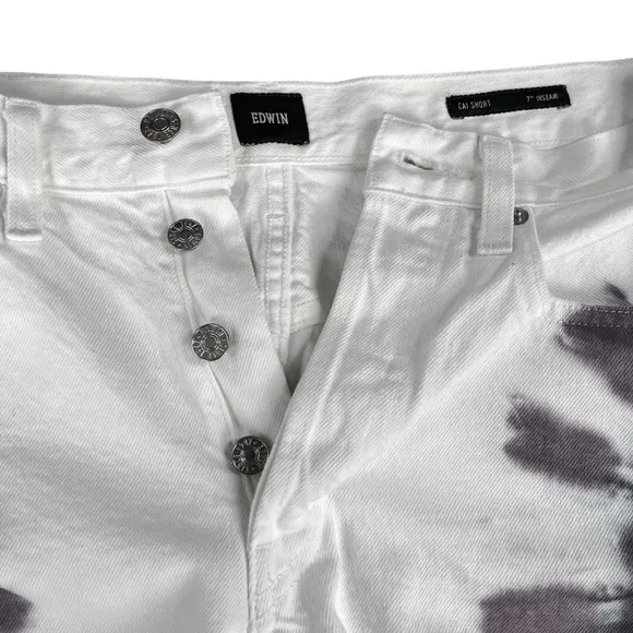 Edwin Cai Tie Dye Denim High Rise White Bermuda Womens Size 27 - NWT‎