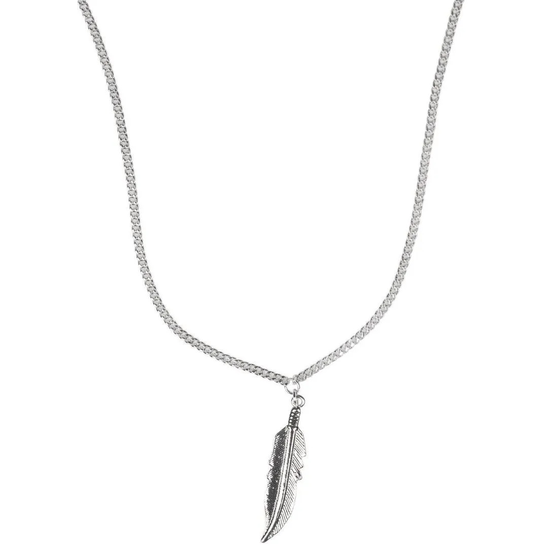 Feather Drop Silver Mask Chain
