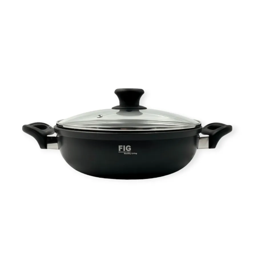Fig Non Stick 28cm Wok With Glass Lid FIGW28