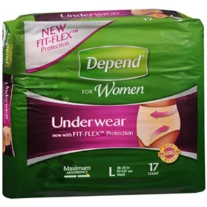 FIT-FLEX Incontinence Underwear for Women, Max Absorb,L, Tan 17 ct (pk of 2)