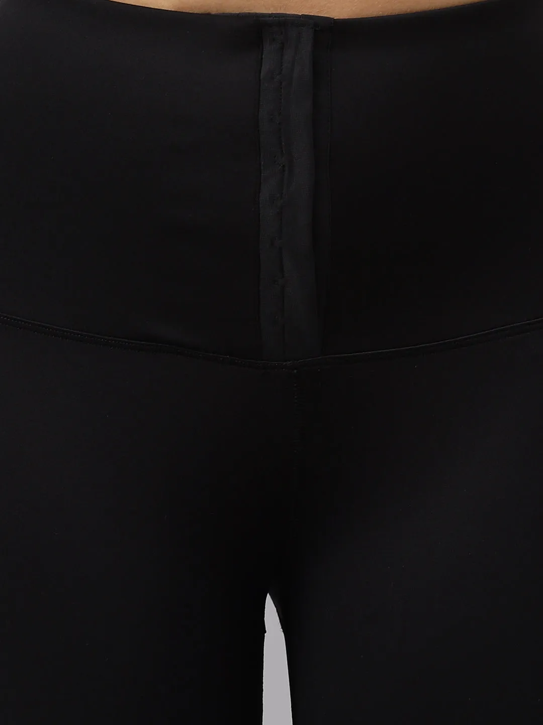 Fitkin Women's Black Front Hooks Tummy Shaper Tights