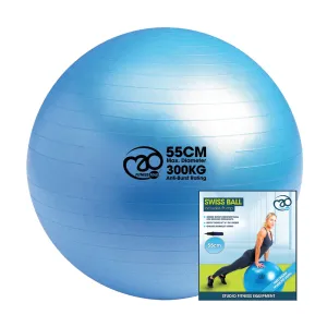 Fitness Mad Studio Swiss Ball, Pump & Online Guide - 55cm