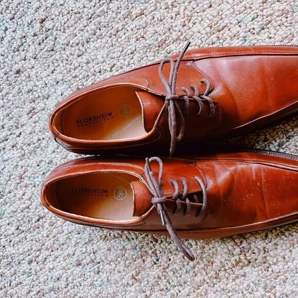Florsheim Mens Leather Positino Bike Toe Oxford Dress Shoes 10-D Brown