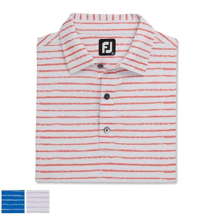 Footjoy Chalk Line Print Stretch Pique Self Collar L Royal / Dove Grey (29609)