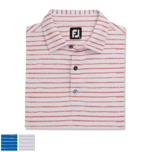 Footjoy Chalk Line Print Stretch Pique Self Collar L Royal / Dove Grey (29609)